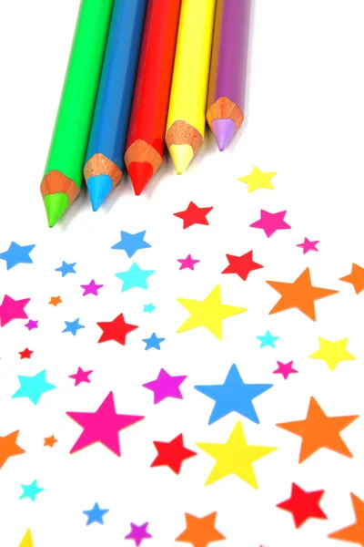 色彩缤纷的星星和铅笔 — 图库照片