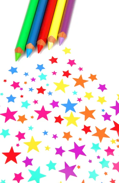 色彩缤纷的星星和铅笔 — 图库照片
