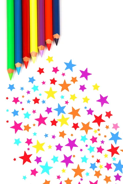 Coloridas estrellas y lápices —  Fotos de Stock