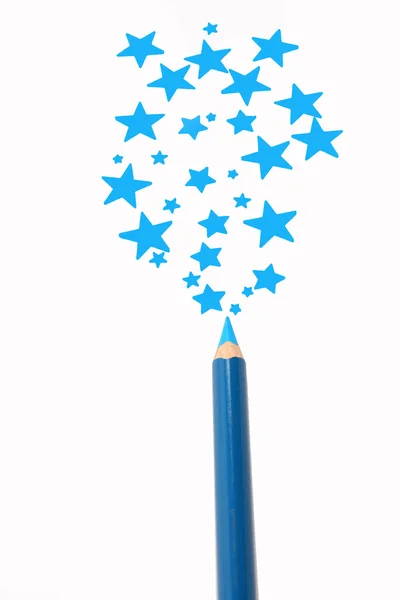 Magic pencil drawn blue stars — Stock Photo, Image