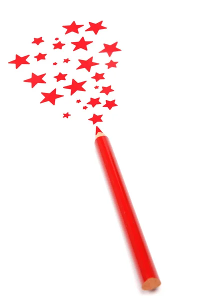 魔术铅笔绘制红色星星 — 图库照片