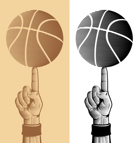 Kosárlabda labda az ujjamat 2 — Stock Vector
