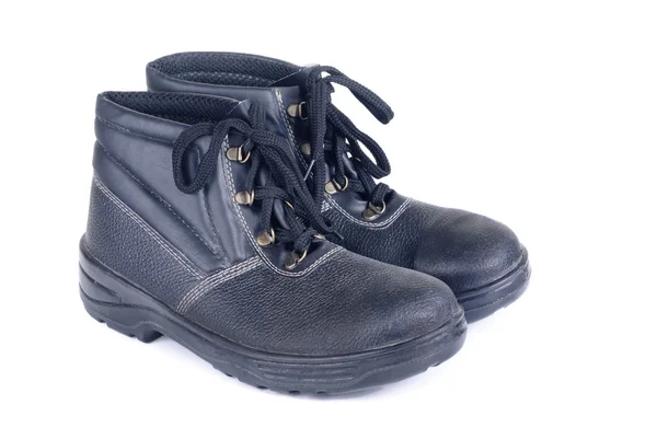 Pracovní Pánské boty černé izolovaných na bílém — Stock fotografie