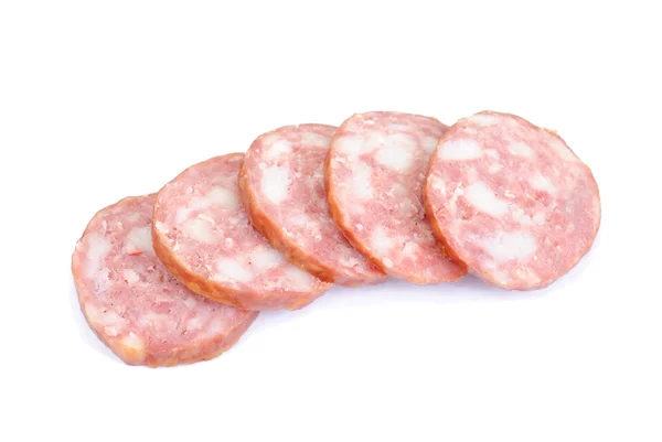 Meat product.Sausage isolated on white background — Stock Photo, Image