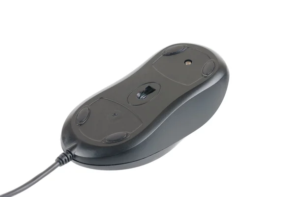 Czarny laser komputera mysz na białym tle — Zdjęcie stockowe
