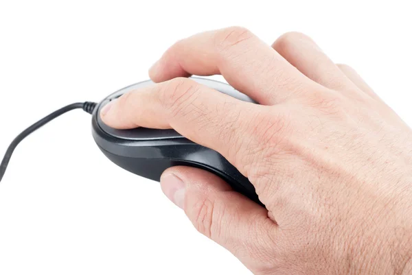 Stock image Hand hold laser computer mouse isolation white