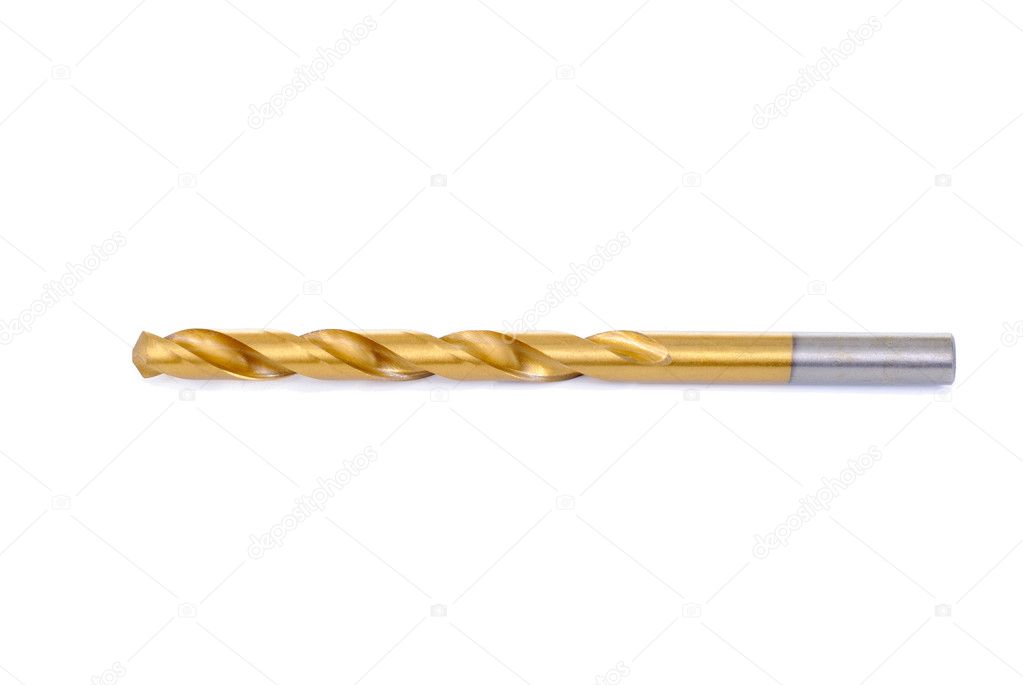 Drill bit over a white background