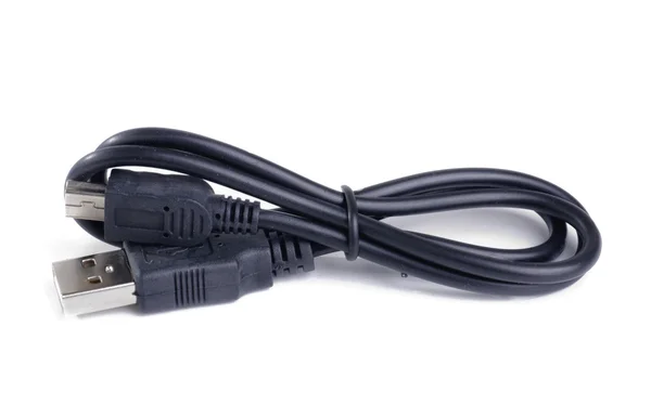 Fehér alapon fekete számítógép-kábel — Stock Fotó