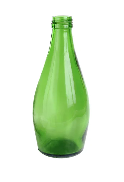 Άδειο πράσινο μπουκάλι κρασί απομονωμένη στο λευκό — Φωτογραφία Αρχείου