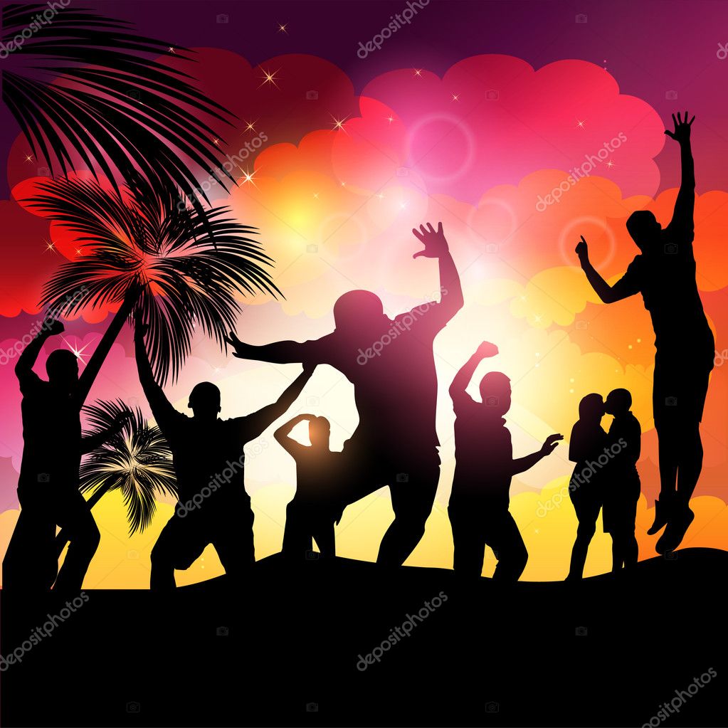 Sunset Beach Party Vector Stock Vector By ©alessandram 6090607