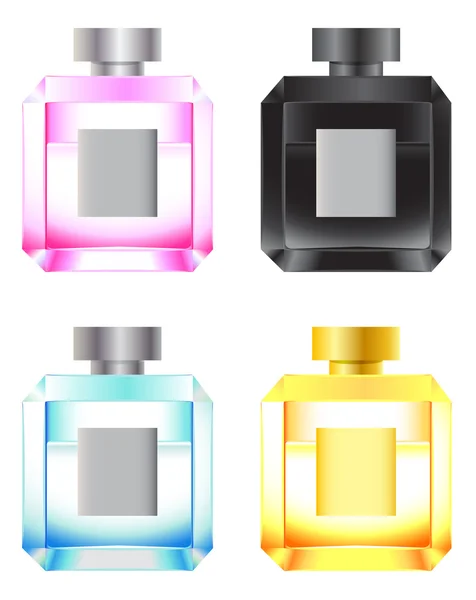 Uppsättning färgade parfymflaskor — Stock vektor