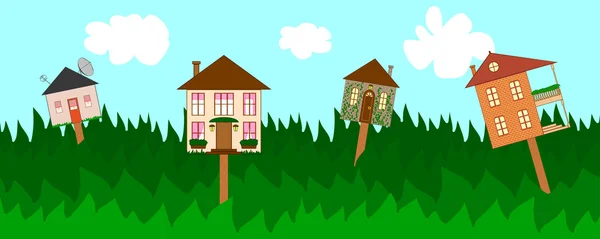 Bannière de printemps à louer ou à vendre immobilier — Image vectorielle