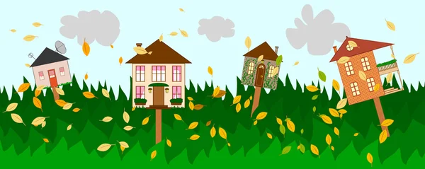 Bannière d'automne à louer ou à vendre immobilier — Image vectorielle