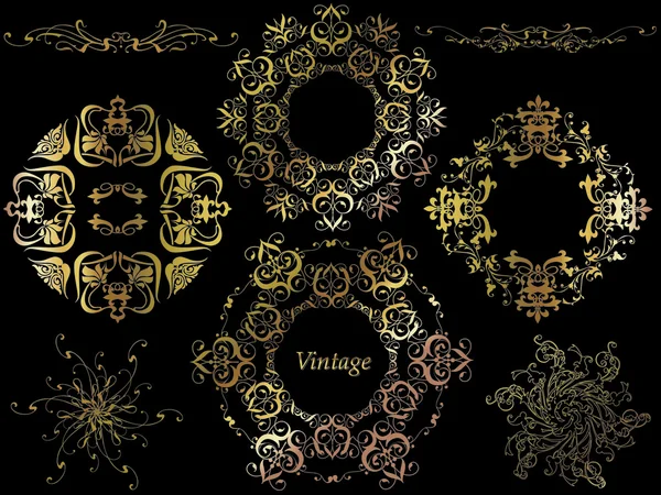 Векторный набор золотых украшений — стоковый вектор