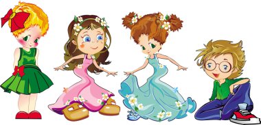 Image of children on a white background clipart