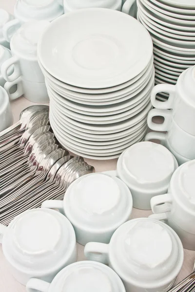 Pile tea tableware — Stock Photo, Image