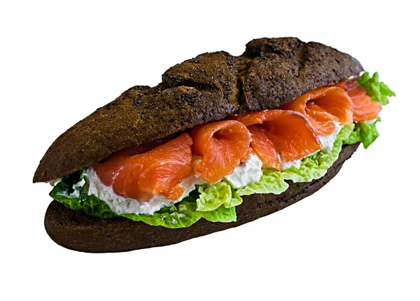 Sandwich whis fish and black bread — Stock Photo, Image