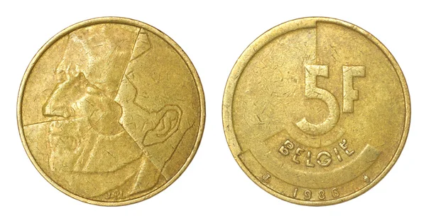 Moneda retro rara de belgium — Foto de Stock