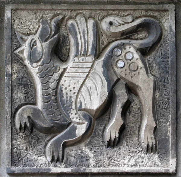 Vieux bas-relief de loup de conte de fées — Photo