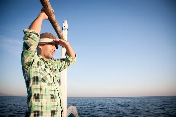 Man on a boat — Stock Photo, Image