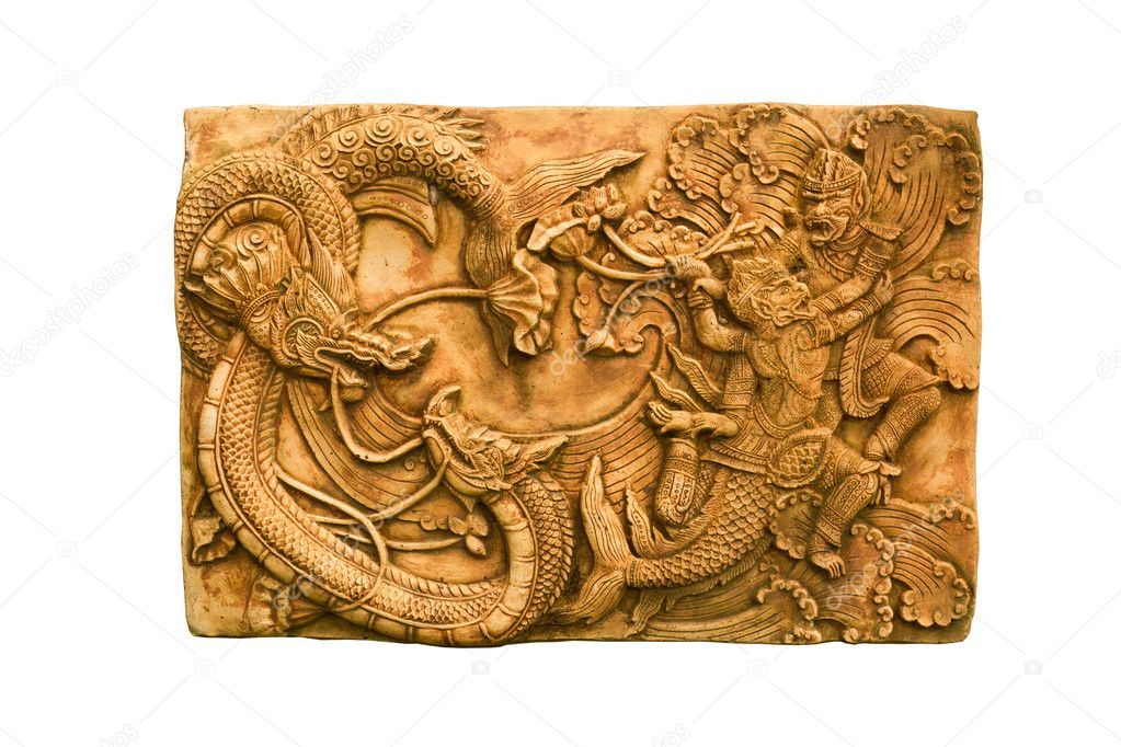Dragons and monkey sculpture