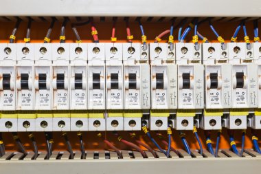 Control panel with circuit-breakers clipart