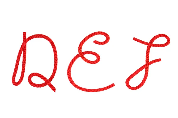 Rotes Faserseil in Buchstabenform gebogen — Stockfoto