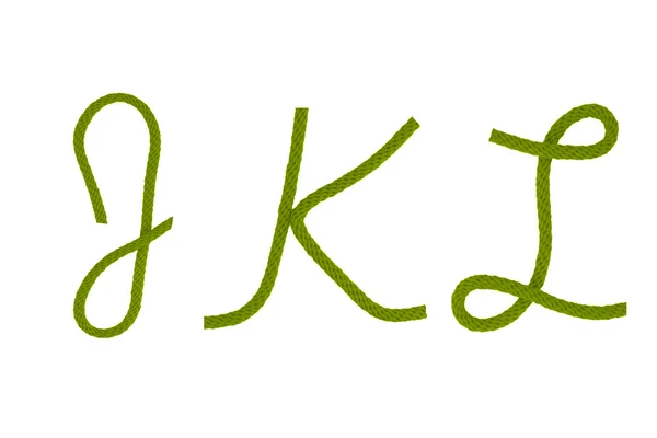 绿色纤维绳 j、 k、 l — 图库照片