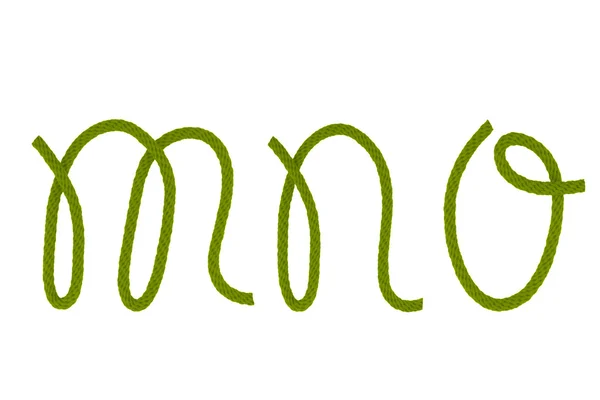 Зеленая волокнистая веревка M, N, O — стоковое фото