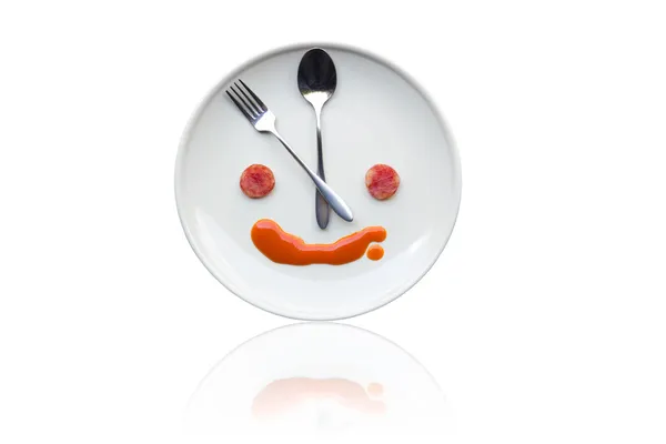 stock image Metal spoon and fork arrange as clock face