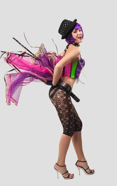 Beauty Disco Ragazza danza in corsetto a colori — Foto Stock