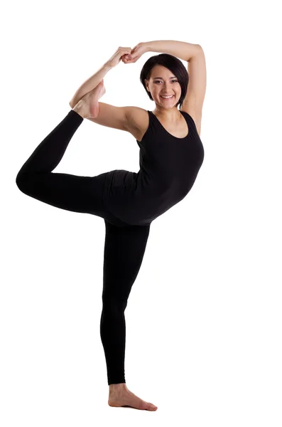 Woman stand in yoga Dancer Pose - funky version — Stock Photo © Wisky ...