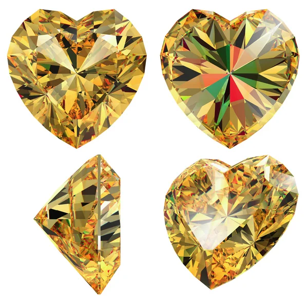 Σχήμα καρδιάς κοσμήματα κίτρινο, απομονωμένες — Φωτογραφία Αρχείου