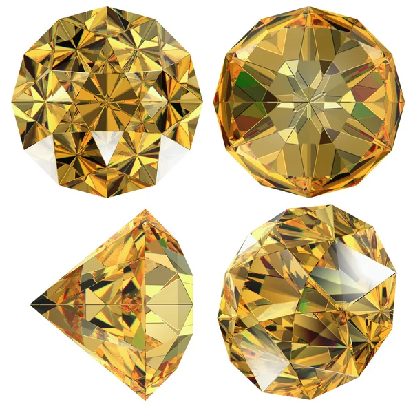 Żółty diament klejnot na białym tle — Zdjęcie stockowe