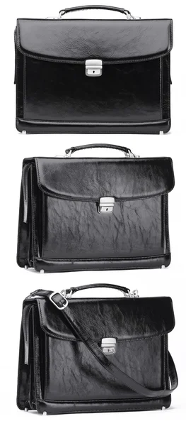 Black leather case isolated — Stock Photo, Image