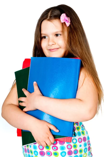 Girl with notebooks — Stock Photo, Image