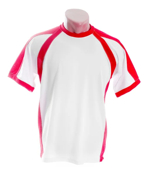 T-shirt branca com entradas vermelhas — Fotografia de Stock