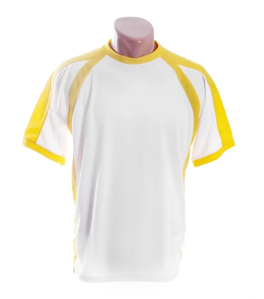 White t-shirt with yellow insets — Stock Photo, Image