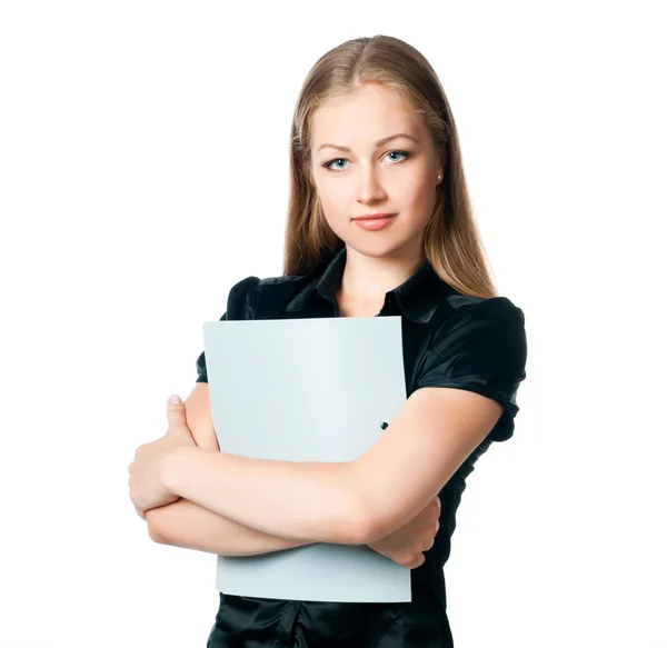 Beautiful young woman with a folder — Stock Photo, Image