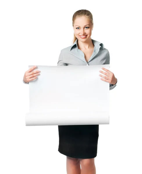 Business lady with blank — Stock Photo, Image