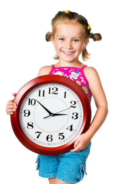 Kleines Mädchen mit Uhr — Stockfoto