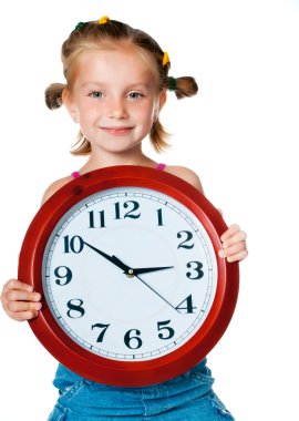 Little girl with clock clipart