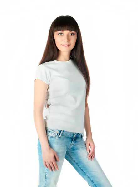 Witte Kaukasische tiener met een schone t-shirt — Stok fotoğraf