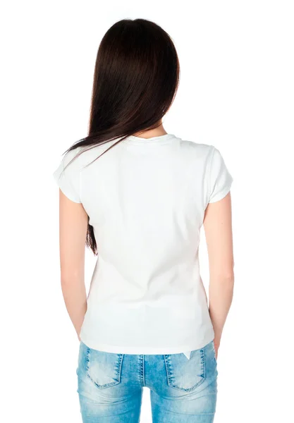 Белый кавказский подросток в чистой футболке — стоковое фото