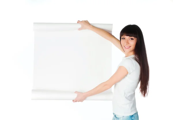 Lady with blank — Stock Photo, Image