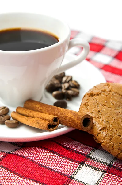 Cookies, coffee and cinnamon — Stock Photo, Image