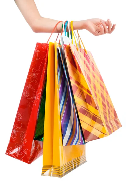 女性の手開催ショッピング バッグ — ストック写真