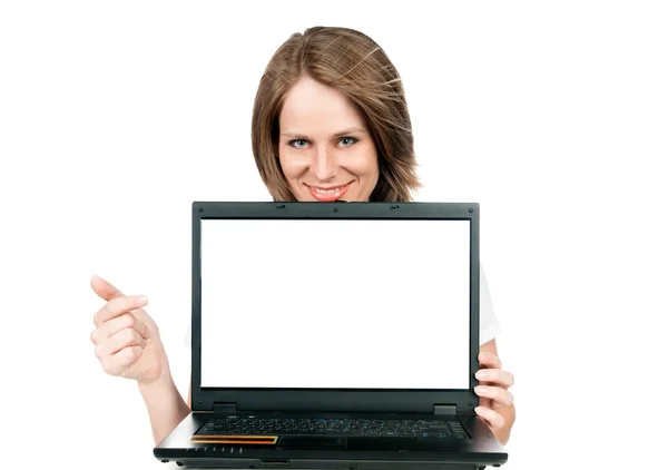 Menina com um laptop — Fotografia de Stock