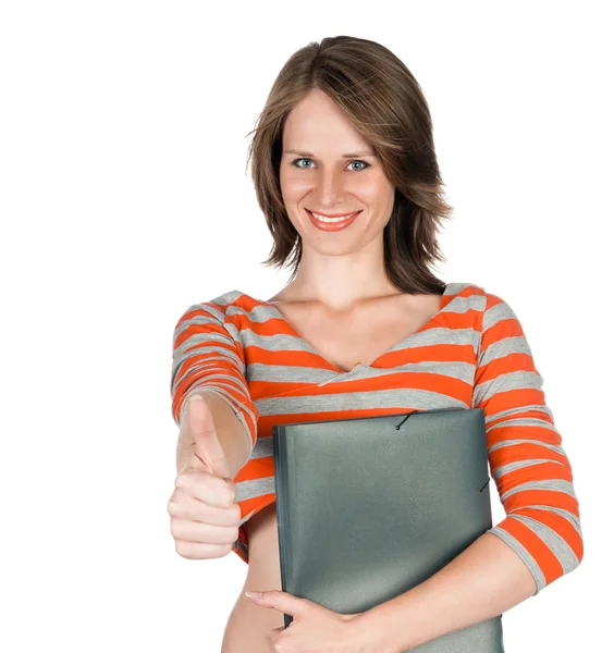 Beautiful young woman with a folder — Stock Photo, Image