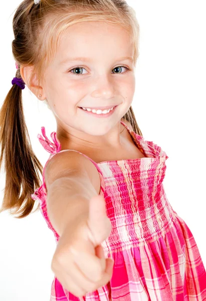 Маленькая девочка с большими пальцами — стоковое фото